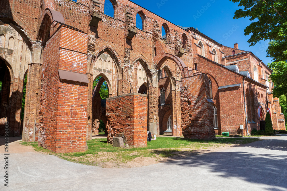 Tartu Cathedral ruin, completed in 16th century, in Tartu Estonia. It is a historic landmark for tourists today.