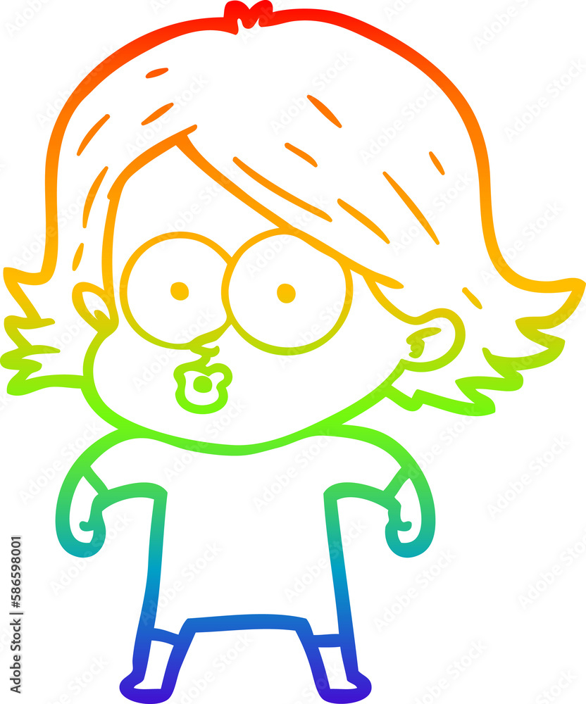 rainbow gradient line drawing cartoon girl pouting rainbow gradient line drawing cartoon girl pouting