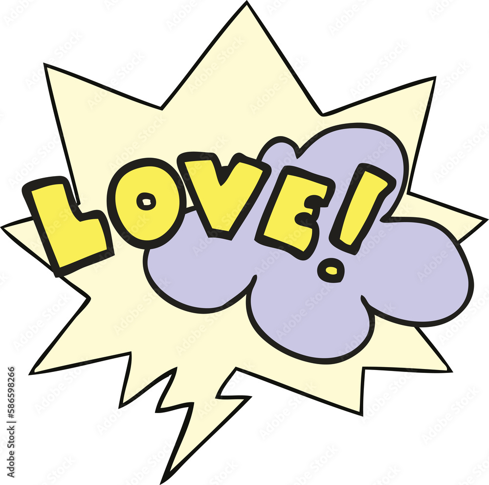 Naklejka premium cartoon word love and speech bubble