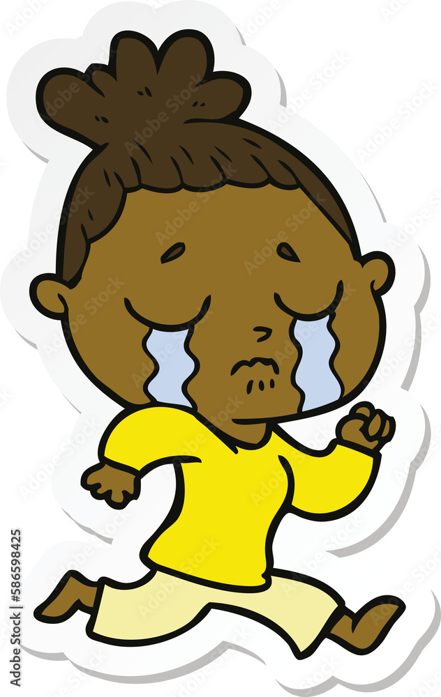 Obraz premium sticker of a cartoon crying woman