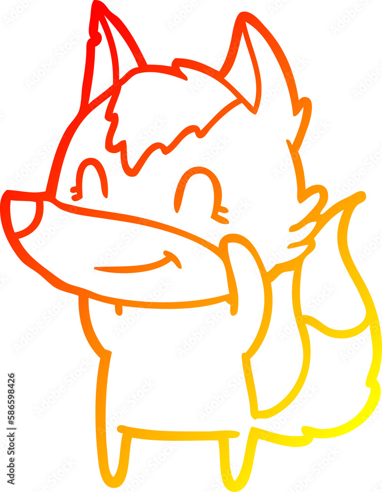 warm gradient line drawing friendly cartoon wolf warm gradient line drawing friendly cartoon wolf