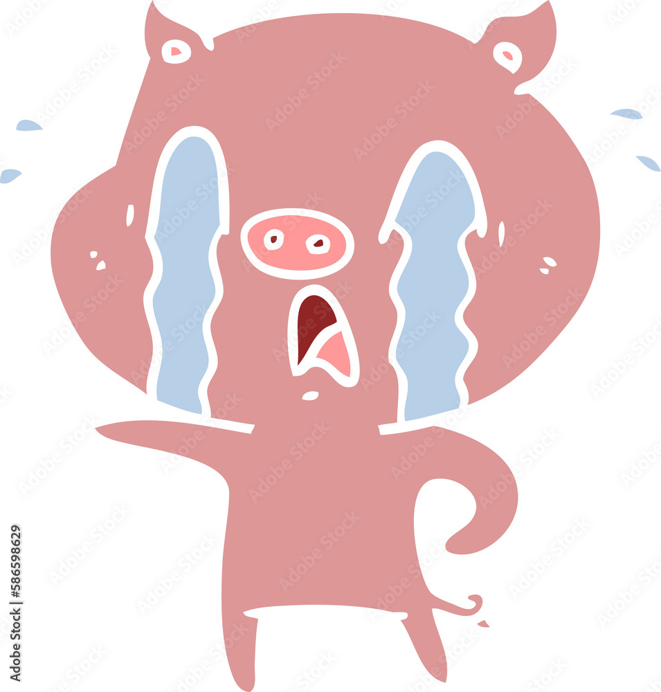 crying pig flat color style cartoon crying pig flat color style cartoon