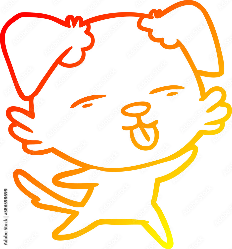 warm gradient line drawing cartoon dog sticking out tongue warm gradient line drawing cartoon dog sticking out tongue