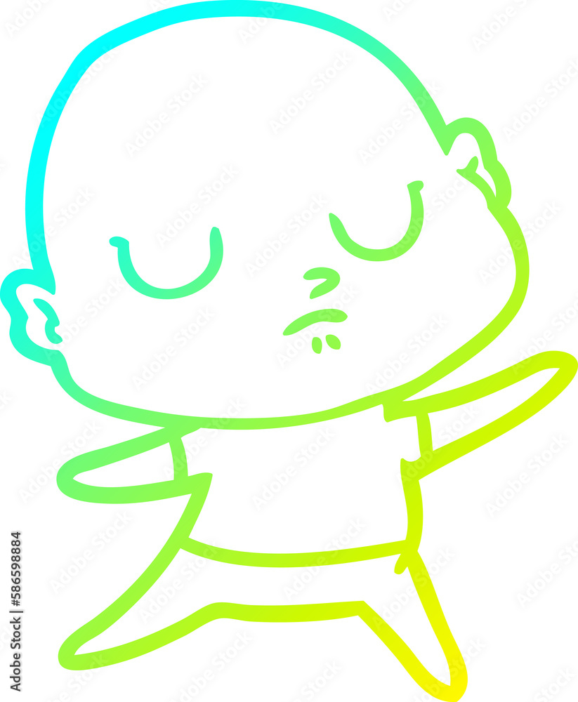 cold gradient line drawing cartoon bald man cold gradient line drawing cartoon bald man