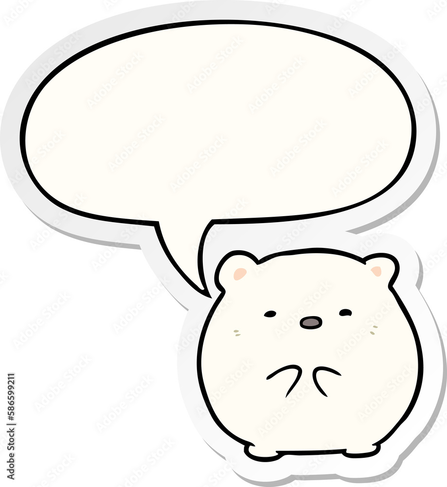 cute cartoon polar bear and speech bubble sticker cute cartoon polar bear and speech bubble sticker