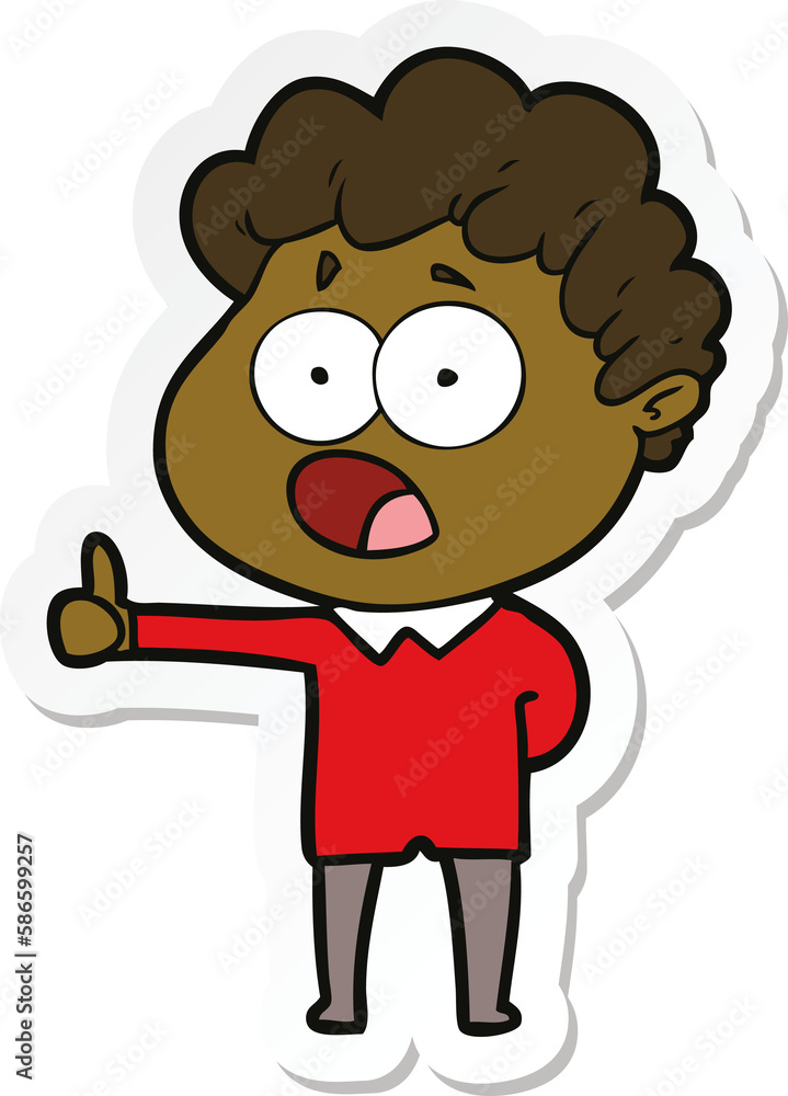 sticker of a cartoon man gasping in surprise sticker of a cartoon man gasping in surprise