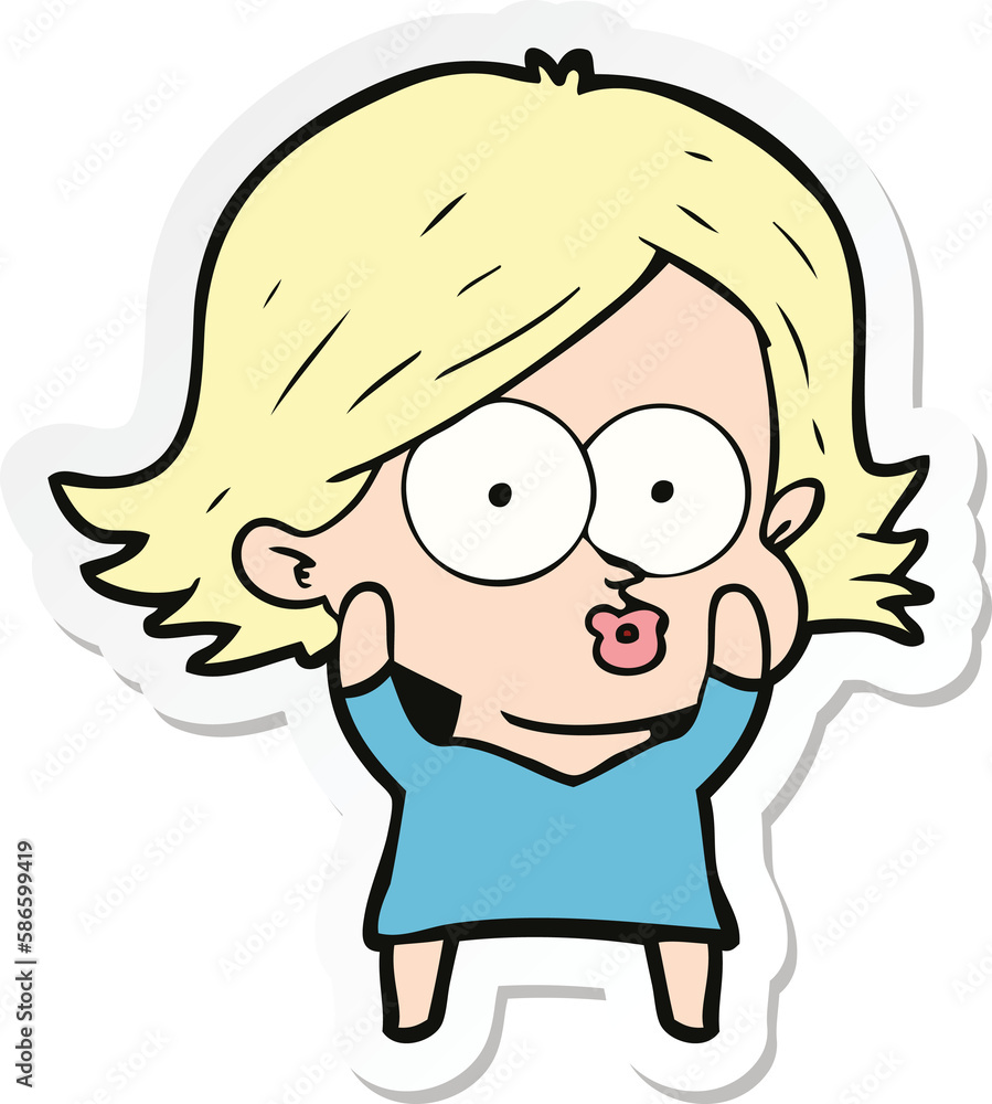 sticker of a cartoon girl pouting sticker of a cartoon girl pouting