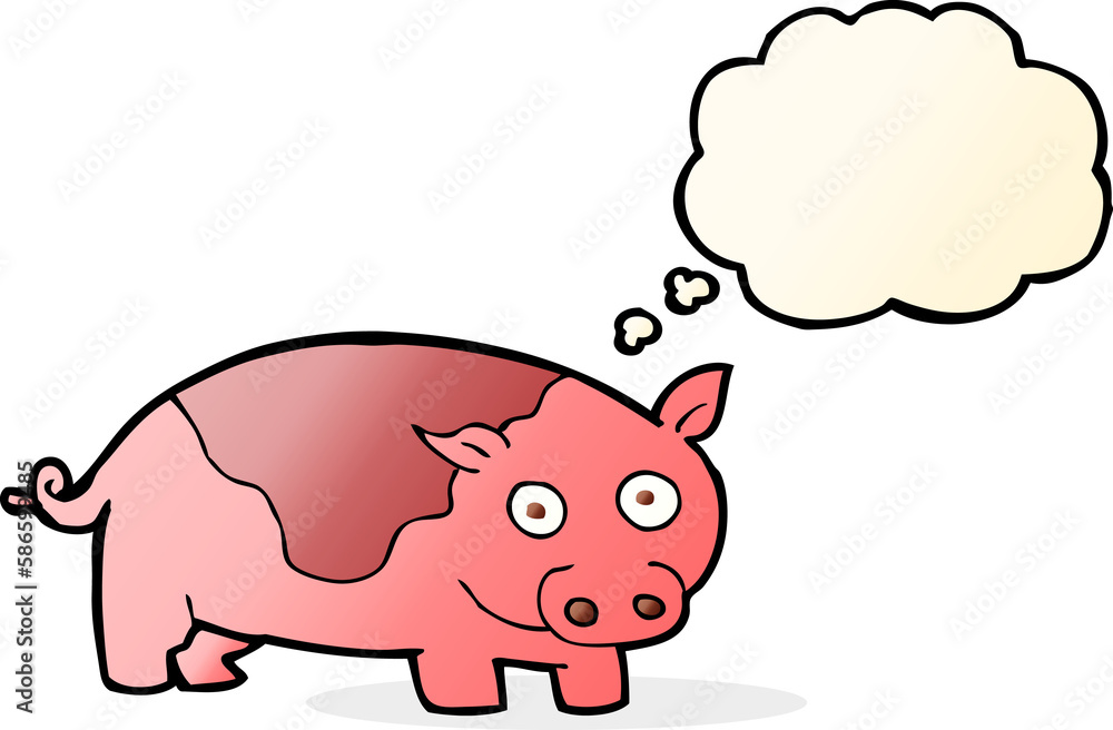 cartoon pig with thought bubble cartoon pig with thought bubble