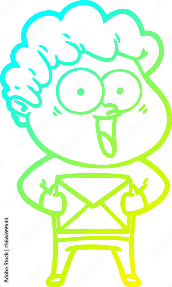 cold gradient line drawing cartoon happy man cold gradient line drawing cartoon happy man