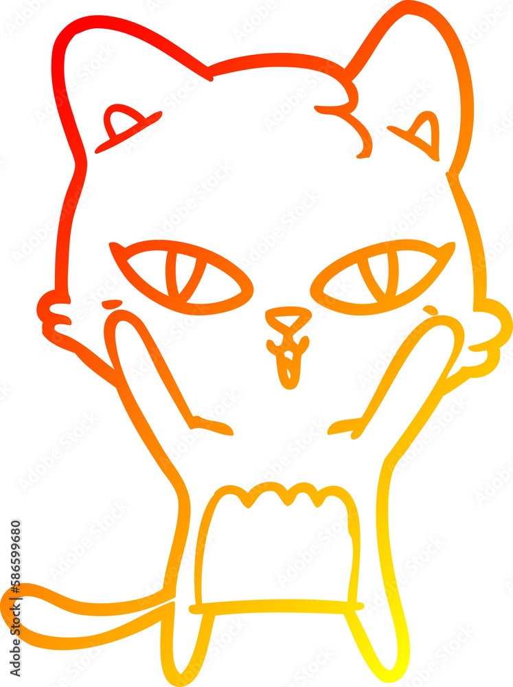 warm gradient line drawing cartoon cat warm gradient line drawing cartoon cat