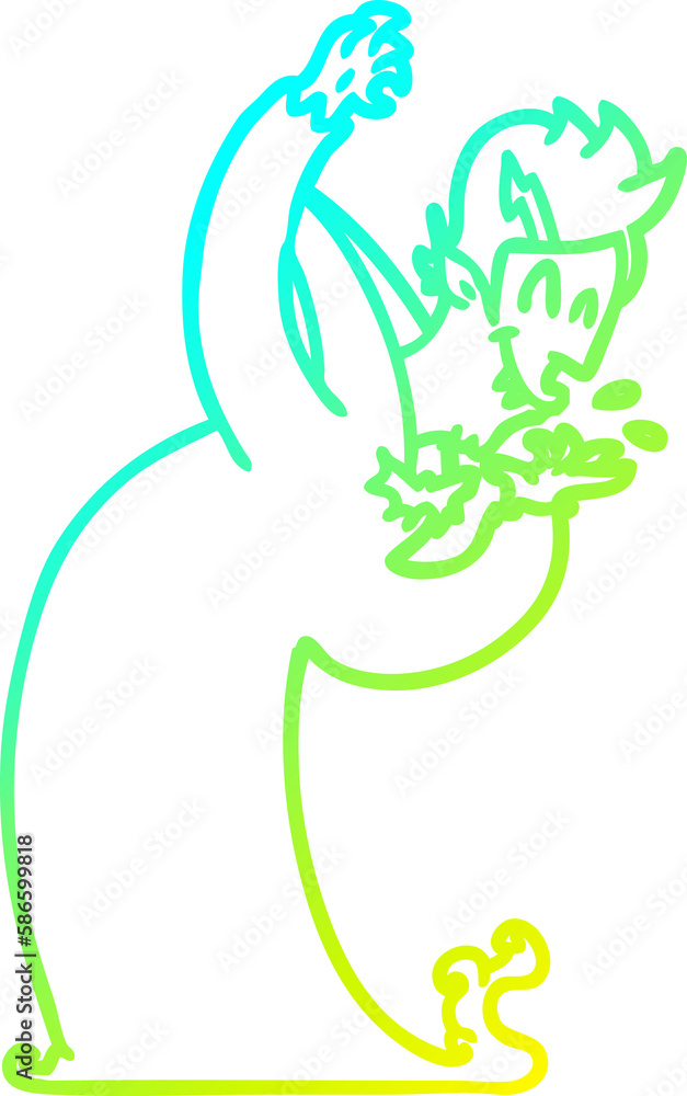 Obraz premium cold gradient line drawing cartoon vampire