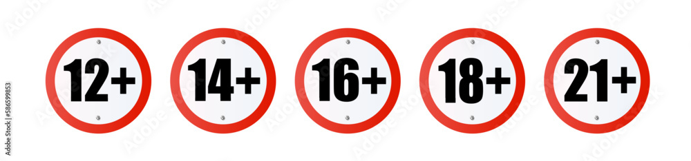 Adults content only age restriction plus years old icon signs flat style design vector illustration. age plus and adults only concept symbols. Sensitive content. Vector Adults content only age restriction plus years old icon signs flat style design vector illustration. age plus and adults only concept symbols. Sensitive content. Vector