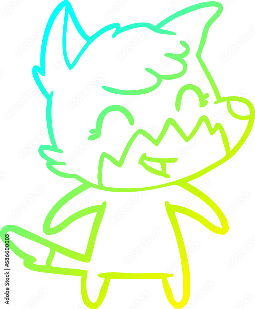 cold gradient line drawing happy cartoon fox cold gradient line drawing happy cartoon fox