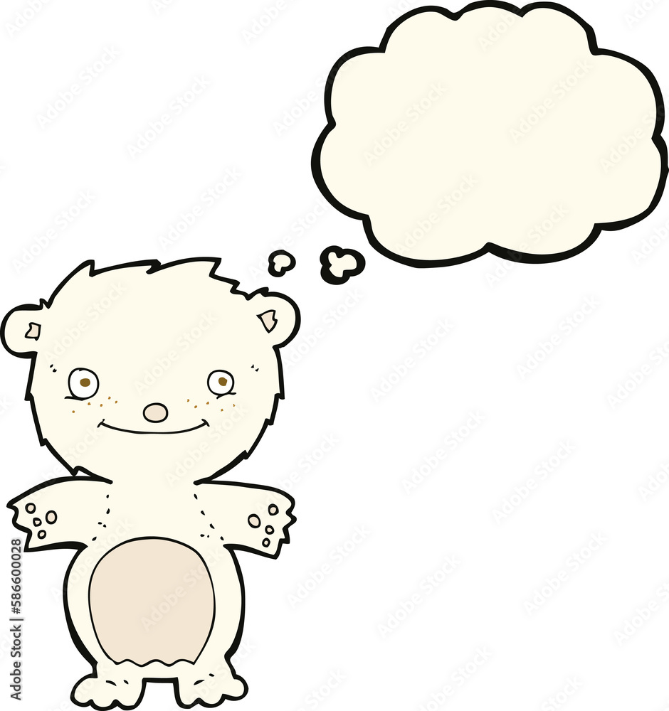 cartoon happy little polar bear with thought bubble cartoon happy little polar bear with thought bubble