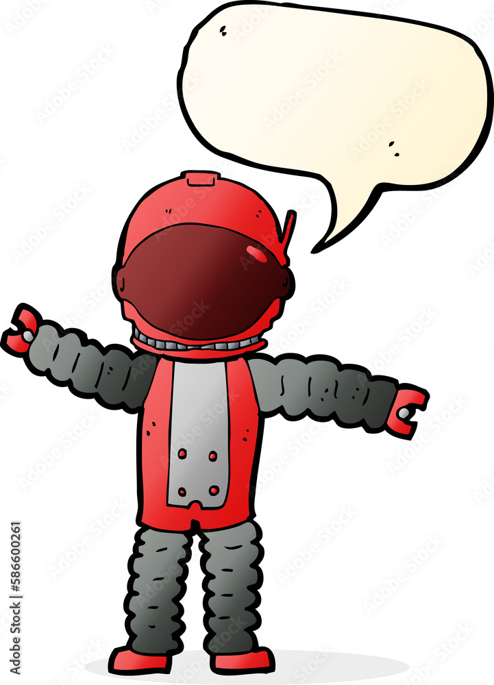 Obraz premium cartoon astronaut with speech bubble