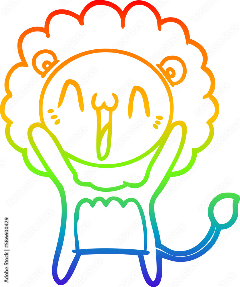 rainbow gradient line drawing happy cartoon lion rainbow gradient line drawing happy cartoon lion