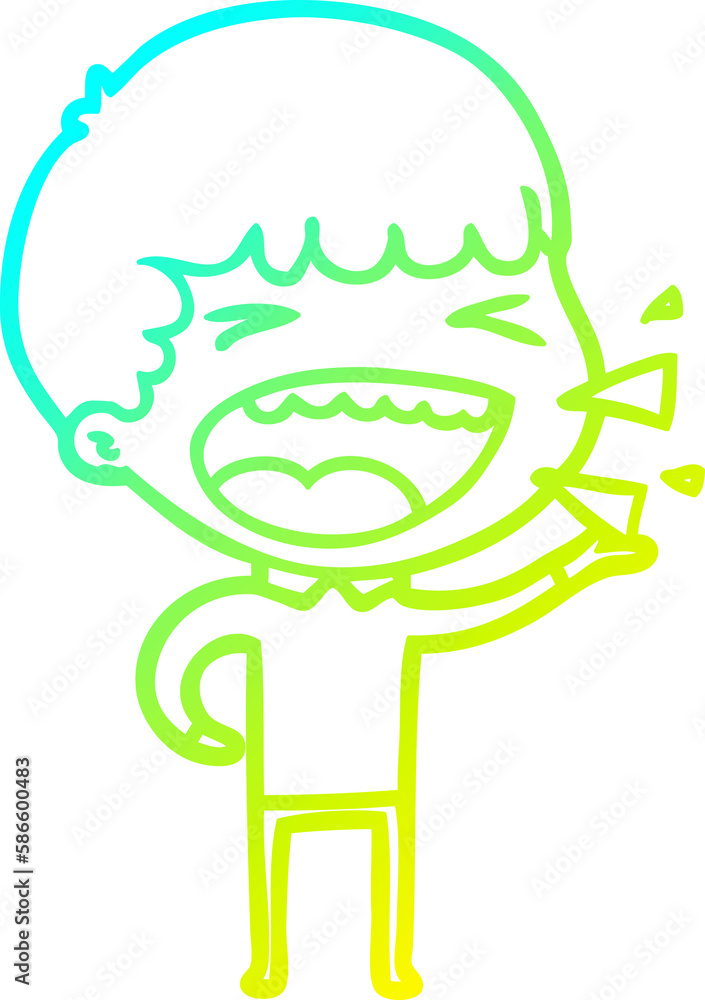 Obraz premium cold gradient line drawing cartoon laughing man