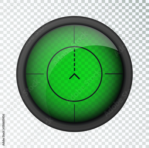 Realistic sniper sight thermal imager. Sniper scope with measurement thermal imager marks template. Sniper scope crosshairs view. Realistic vector optical sight. photo