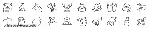 Line icons about business metaphors and idioms, thin line icon set. Symbol collection in transparent background. Editable vector stroke. 512x512 Pixel Perfect.