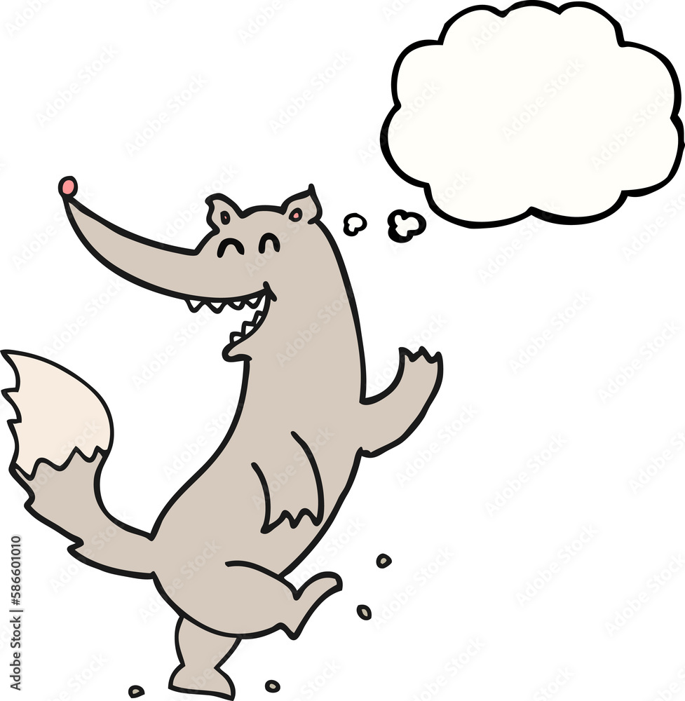 thought bubble cartoon happy wolf dancing thought bubble cartoon happy wolf dancing