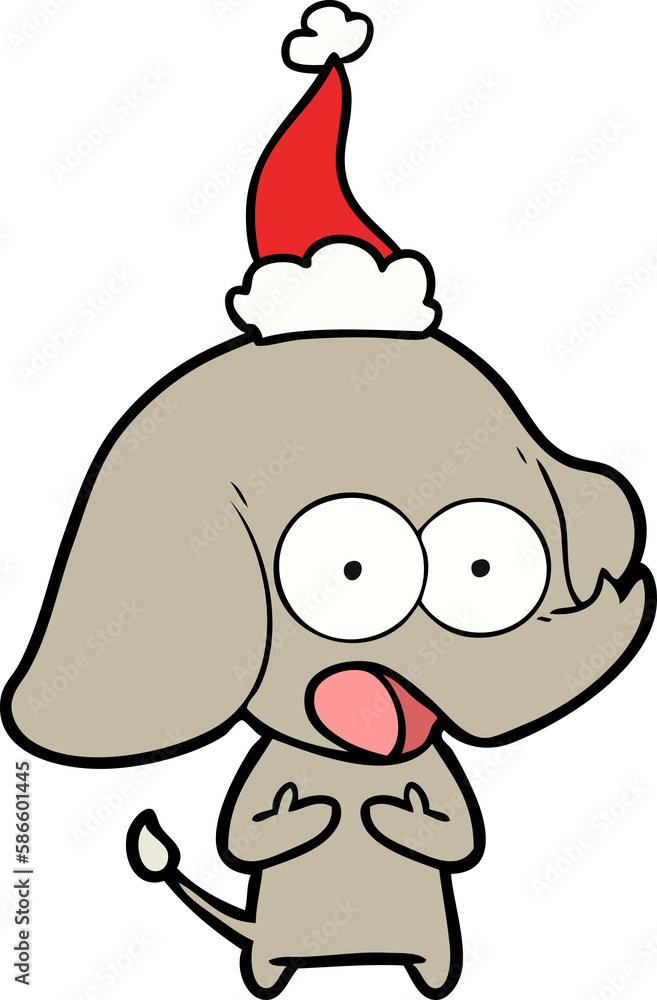 cute line drawing of a elephant wearing santa hat cute line drawing of a elephant wearing santa hat