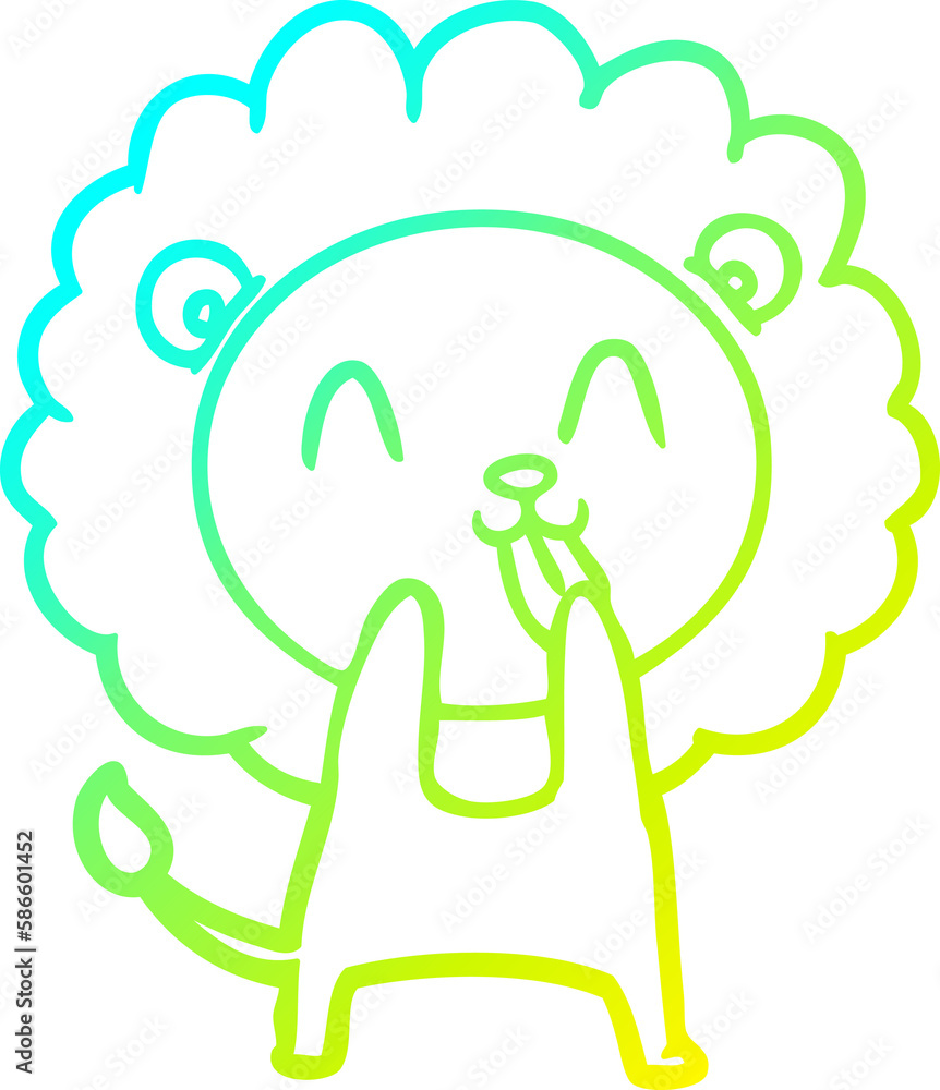 cold gradient line drawing happy cartoon lion cold gradient line drawing happy cartoon lion
