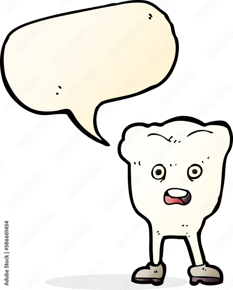 cartoon tooth looking afraid with speech bubble cartoon tooth looking afraid with speech bubble