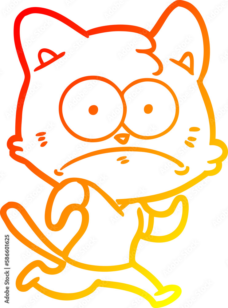 Obraz premium warm gradient line drawing cartoon nervous cat