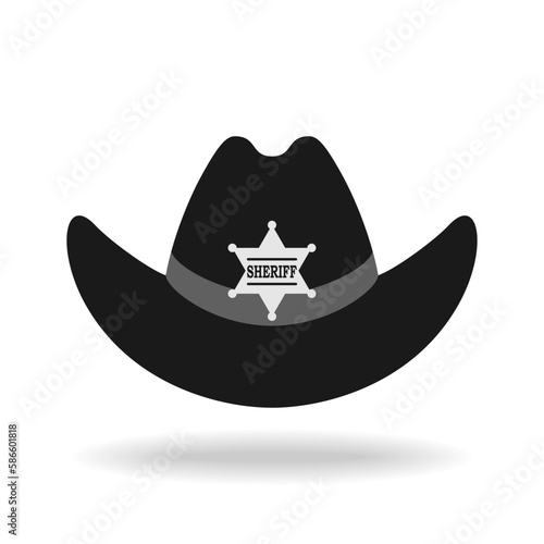 Sheriff hat graphic icon. Sheriff star on hat isolated sign on white background. Symbol of Wild West. Vector illustration