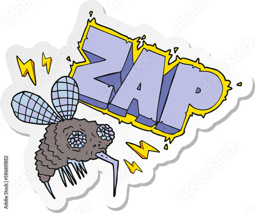 Canvas Print sticker of a cartoon fly zapped