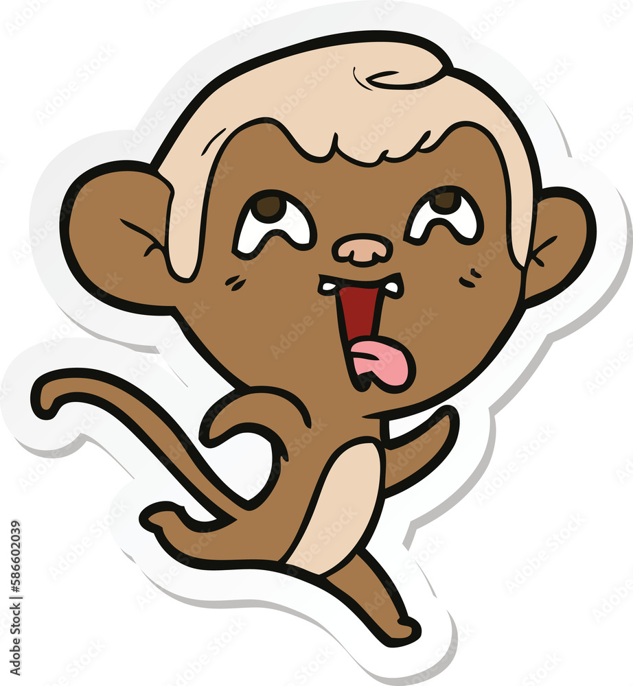 sticker of a crazy cartoon monkey sticker of a crazy cartoon monkey