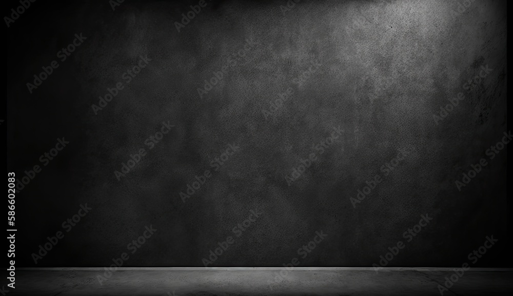 black room background abstract with Gradient in empty room studio