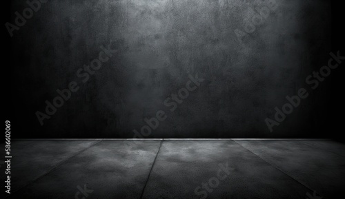 black room background abstract with Gradient in empty room studio, black background for product show, digital ai art 