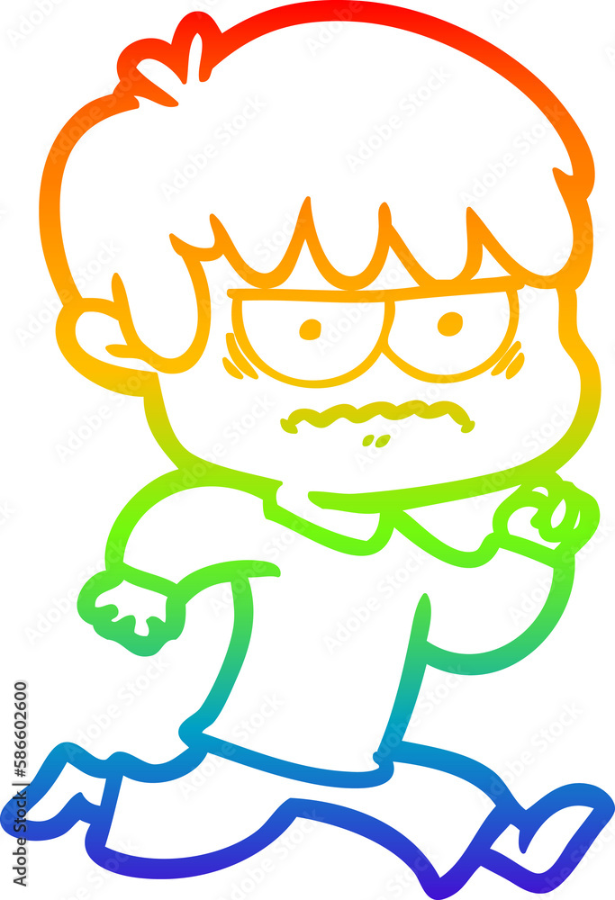 rainbow gradient line drawing annoyed cartoon boy rainbow gradient line drawing annoyed cartoon boy