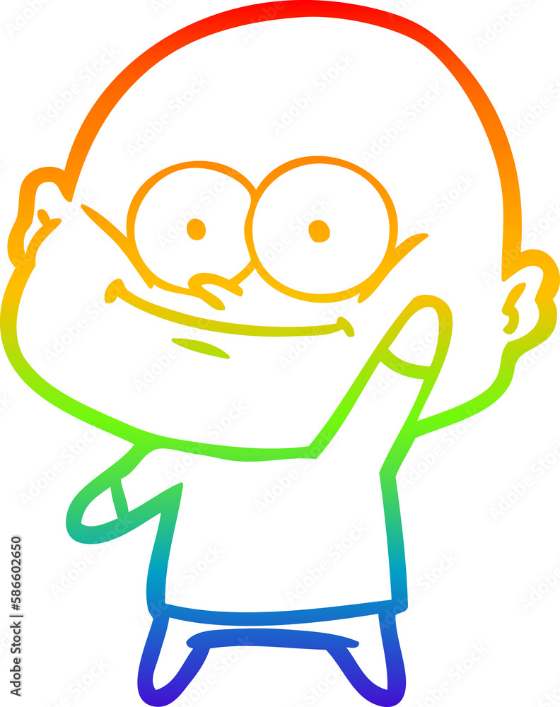 rainbow gradient line drawing cartoon bald man staring rainbow gradient line drawing cartoon bald man staring