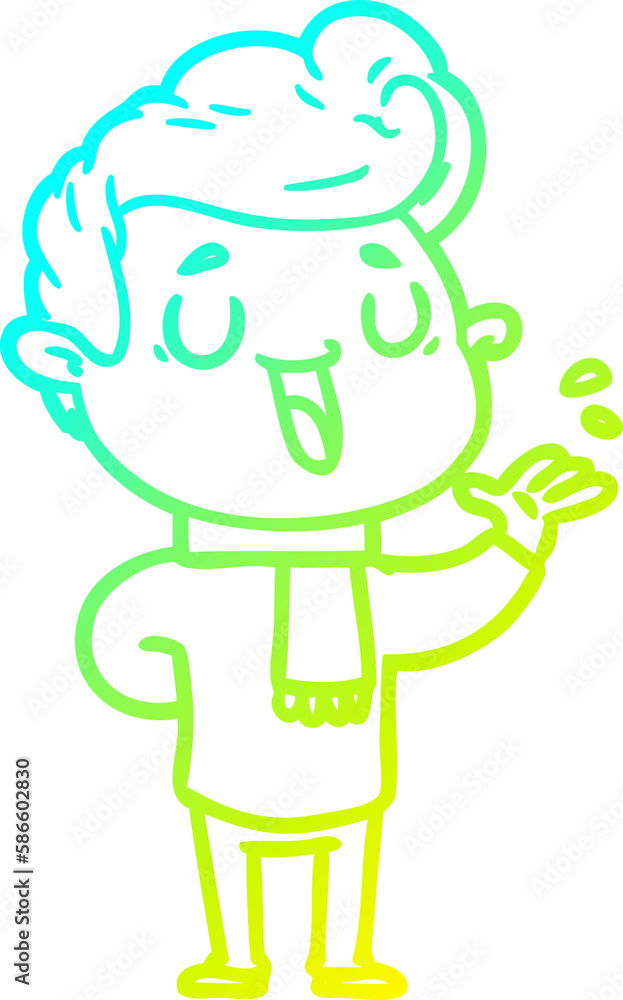 cold gradient line drawing happy cartoon man cold gradient line drawing happy cartoon man