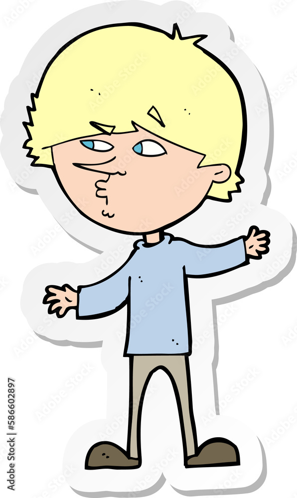 sticker of a cartoon curious man sticker of a cartoon curious man