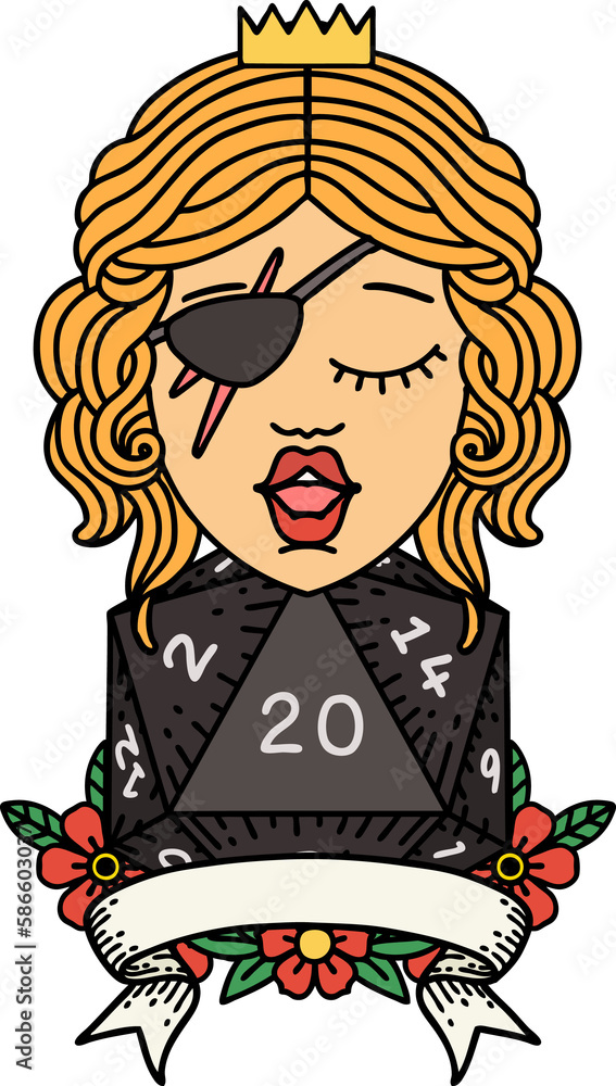 human rogue with natural 20 dice roll illustration human rogue with natural 20 dice roll illustration