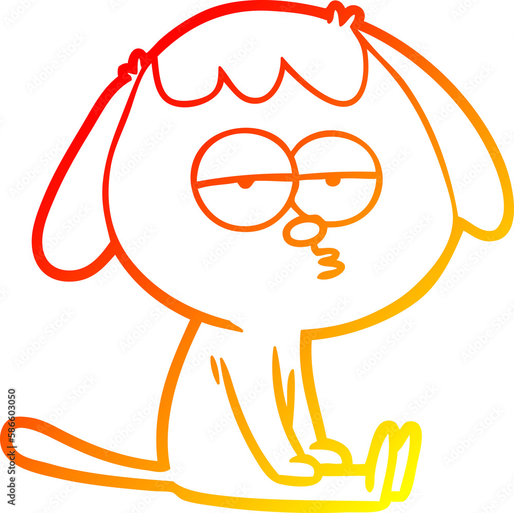 warm gradient line drawing cartoon tired dog warm gradient line drawing cartoon tired dog