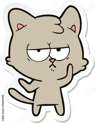 sticker of a bored cartoon cat © lineartestpilot