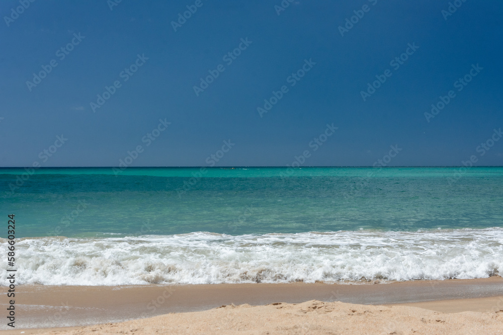 Sea view from the shore. blue sea. tropical sea. Beach. Walk along the shore of the beach.

