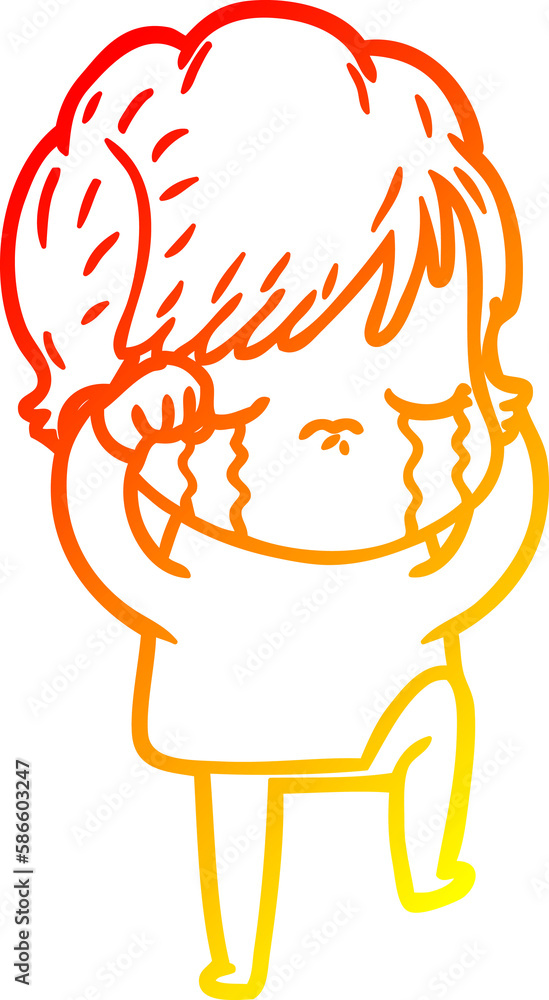 warm gradient line drawing cartoon woman crying warm gradient line drawing cartoon woman crying