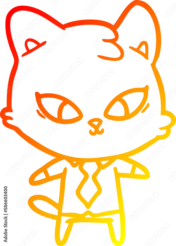 warm gradient line drawing cute cartoon cat warm gradient line drawing cute cartoon cat