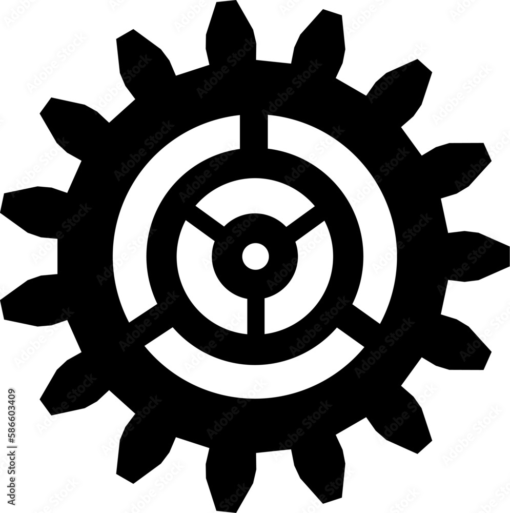 Silhouette eines Zahnrads - Mechanik, Mechanismus, Prozess - Technologie und Konstruktion