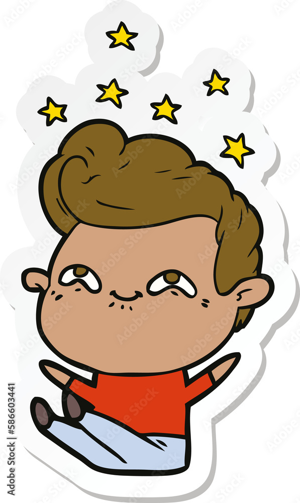 sticker of a cartoon excited man sticker of a cartoon excited man