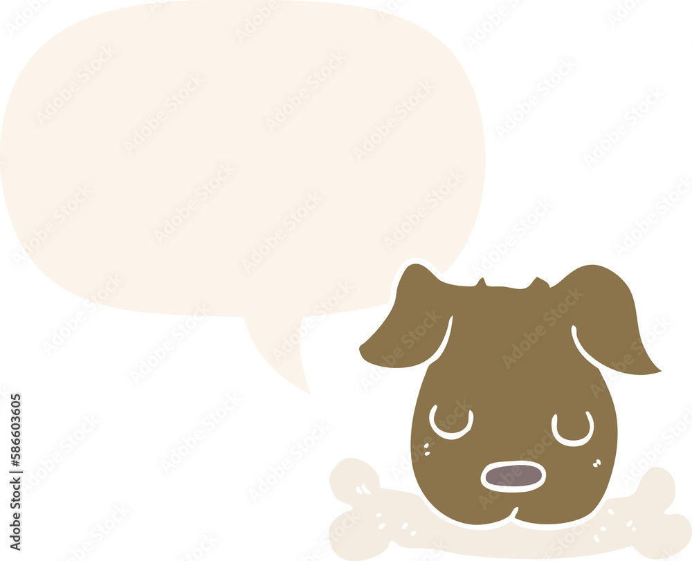 cartoon dog and bone and speech bubble in retro style cartoon dog and bone and speech bubble in retro style