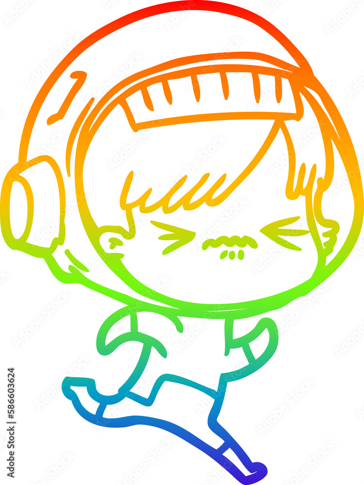 rainbow gradient line drawing cartoon astronaut woman rainbow gradient line drawing cartoon astronaut woman
