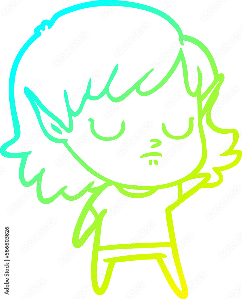 cold gradient line drawing cartoon elf girl cold gradient line drawing cartoon elf girl
