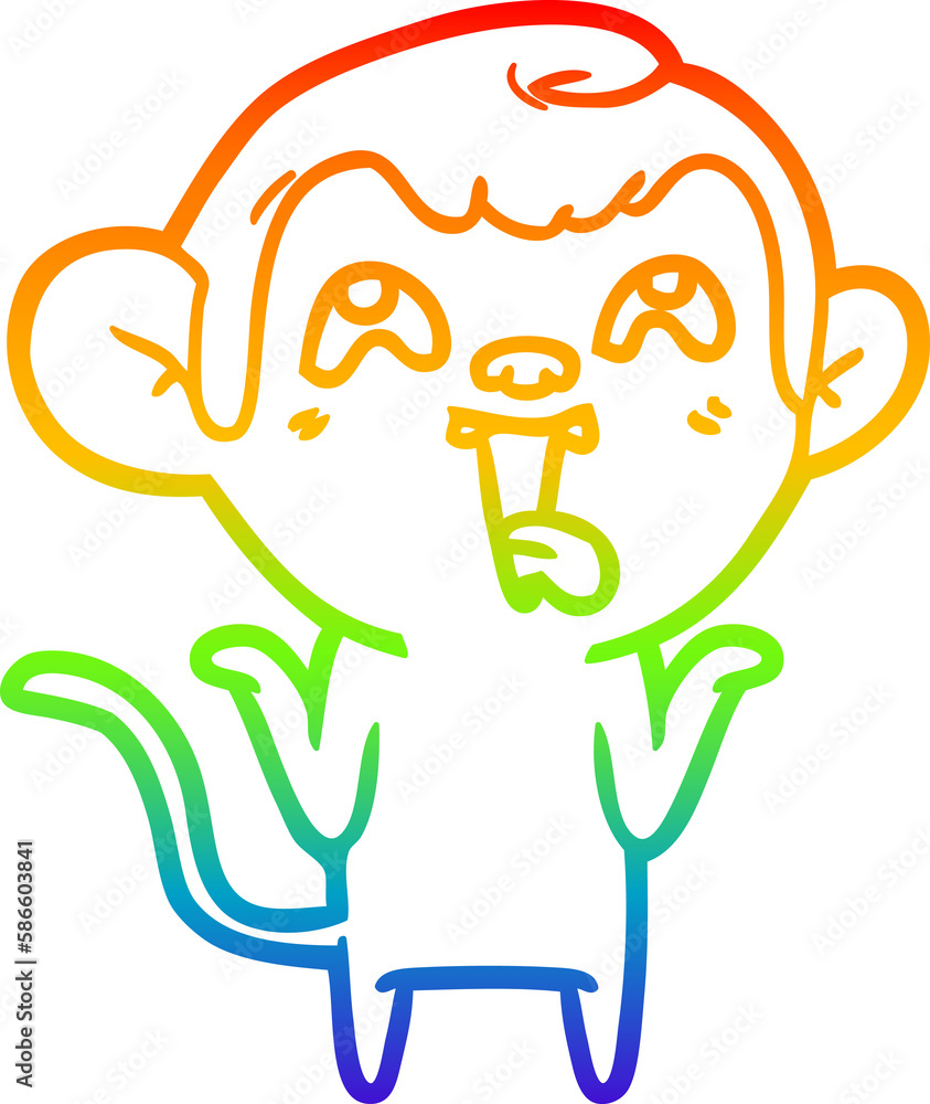 rainbow gradient line drawing crazy cartoon monkey rainbow gradient line drawing crazy cartoon monkey