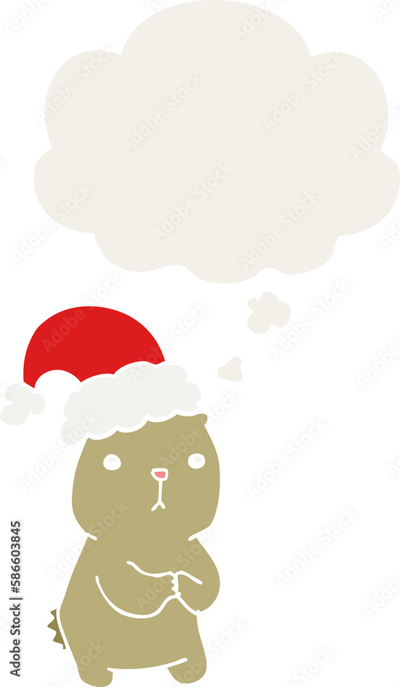 cartoon christmas bear worrying and thought bubble in retro style cartoon christmas bear worrying and thought bubble in retro style